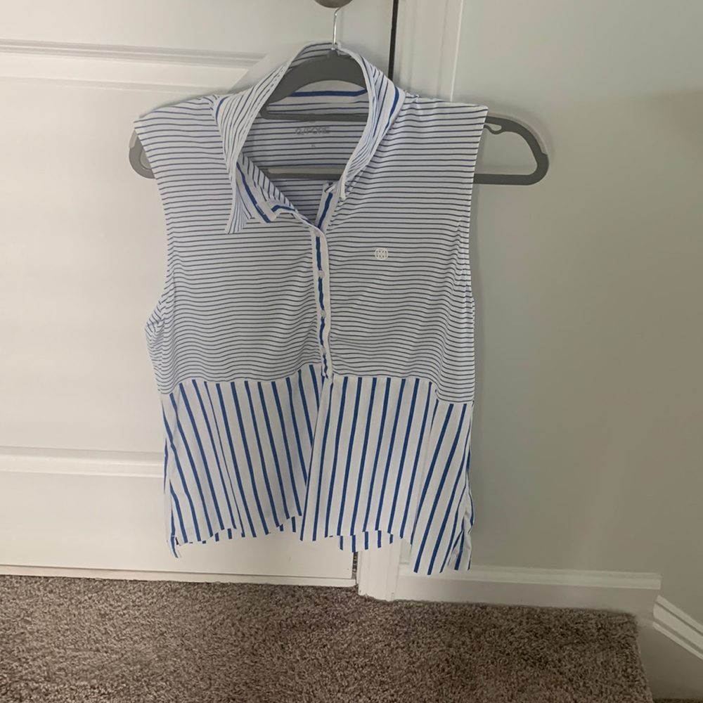 Womens Gfore size XL blue and white stripe golf polo